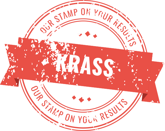 Stempel van Krass met als opdruk 'Our stamp on your results'